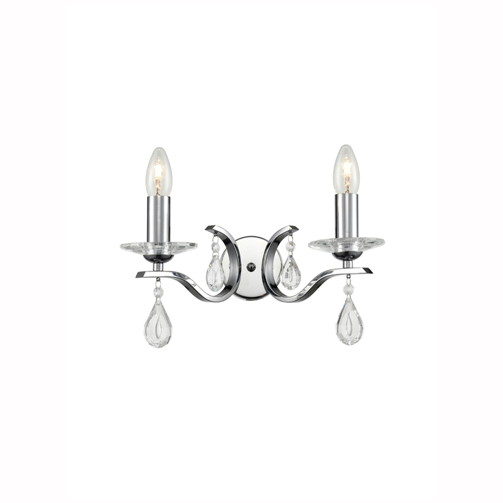 Franklite Willow Polished Chrome Crystal Double Light