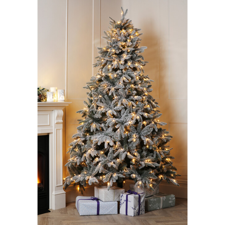 FULL FROSTED LIT TREE - Mains Powered - W/W Led