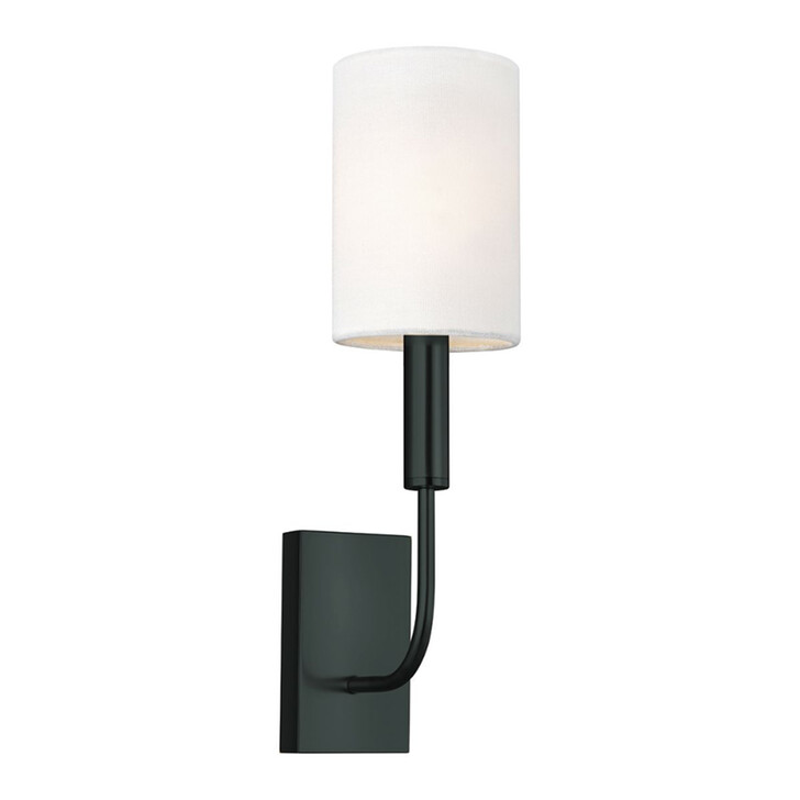 Generation Lighting Brianna Black Single Wall Light Complete With Linen Shade