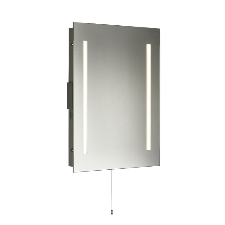 Glimpse Rectangular Bathroom Mirror With 4000K LED Lights, Pull Cord & Shaver Socket