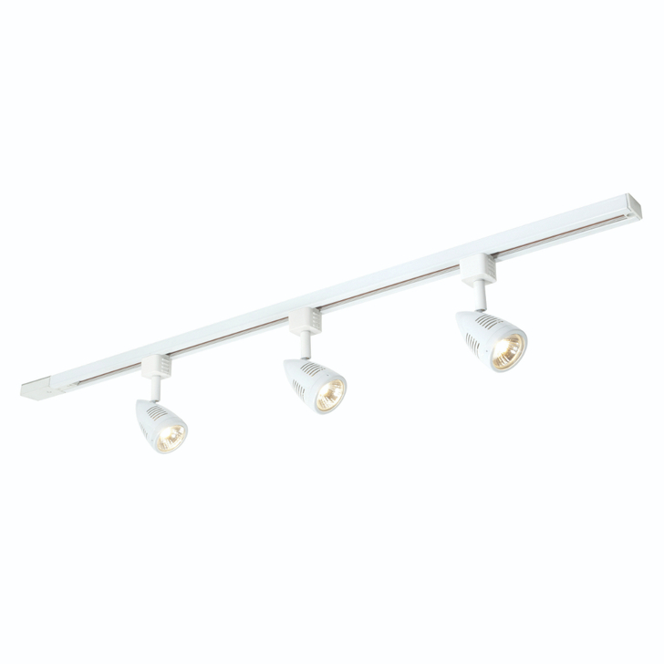 Gloss White 1 Metre Track Kit Complete With 3 X Bullett Adjustable Spot Lights, 1 Live End, 1 Dead End And 1 Internal Track Connector For Connection Of Additional Track