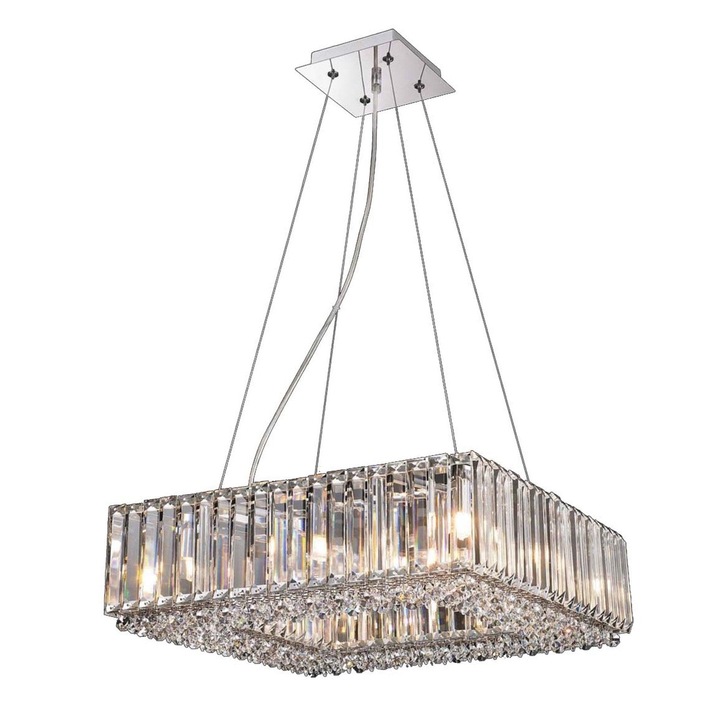 Harper 8 Light Polished Chrome Crystal Square Ceiling Pendant Light