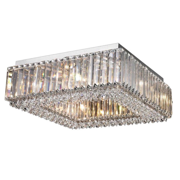 Harper 8 Light Polished Chrome Flush Square Crystal Ceiling Light