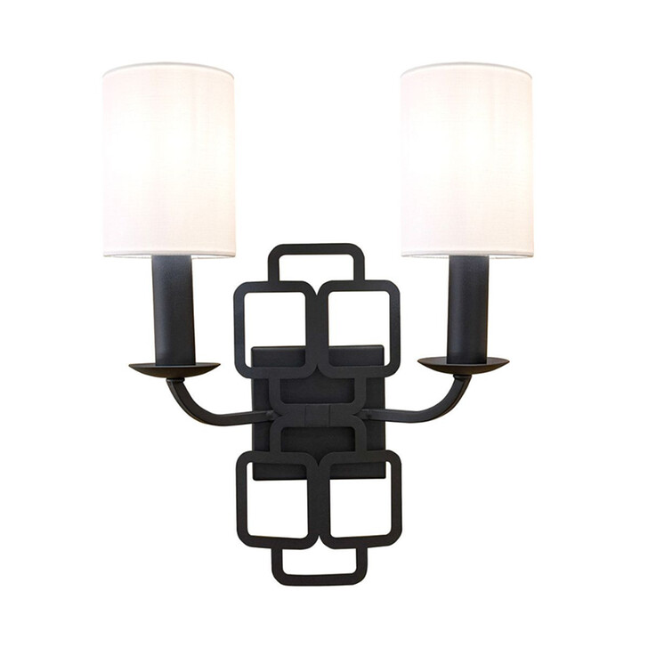 Hinkley Sabina Black 2 Light Wall Light Complete With Polycotton Shade - Uk Made