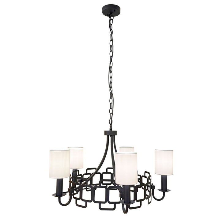 Hinkley Sabina Black 5 Light Chandelier Ceiling Light Complete With Polycotton Shades - Uk Made