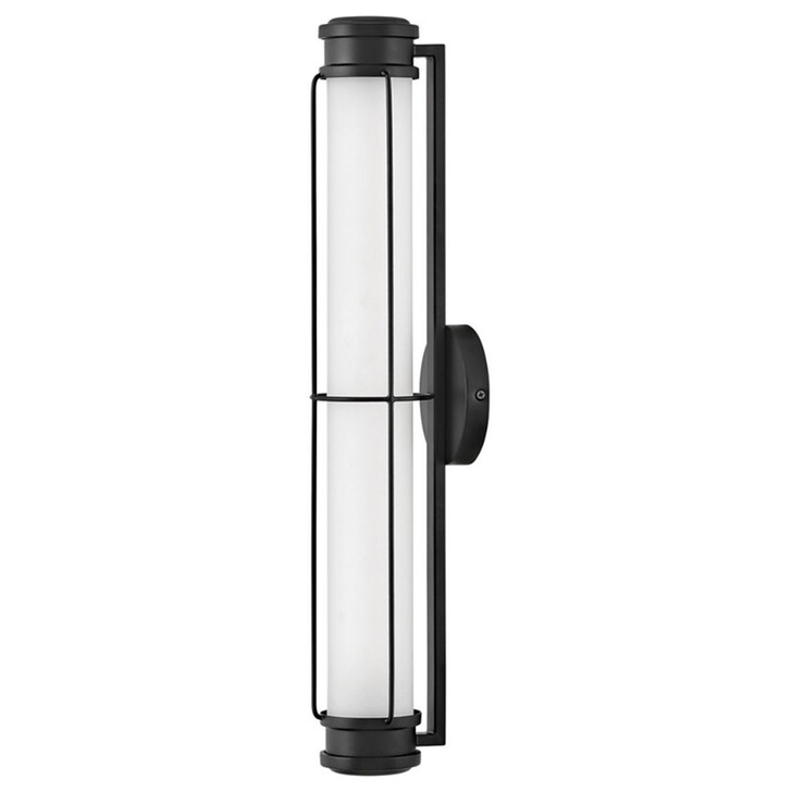 Hinkley Saylor Medium Black Bathroom Dimmable Led Wall Light Complete With Etched Opal Glass - IP44 - 3000K