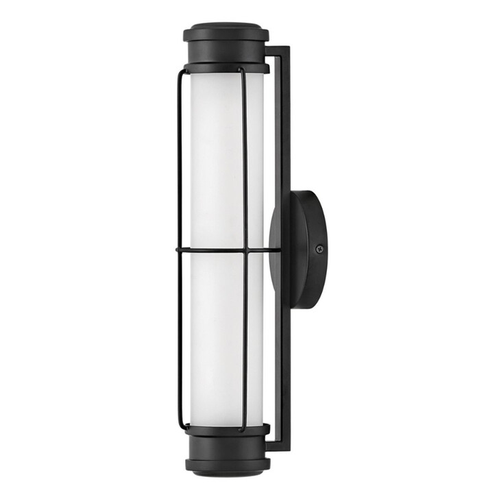 Hinkley Saylor Small Black Bathroom Dimmable Led Wall Light Complete With Etched Opal Glass - IP44 - 3000K