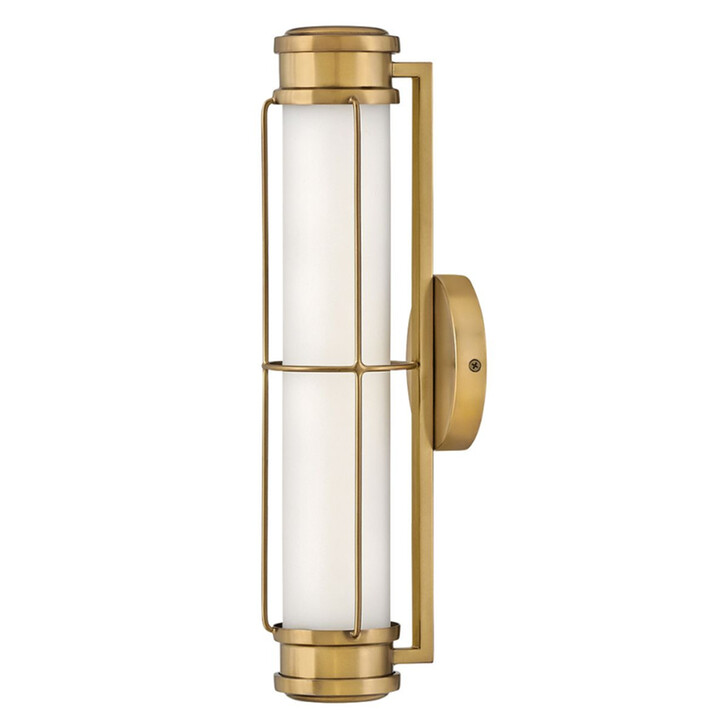 Hinkley Saylor Small Heritage Brass Finish Bathroom Dimmable Led Wall Light Complete With Etched Opal Glass - IP44 - 3000K