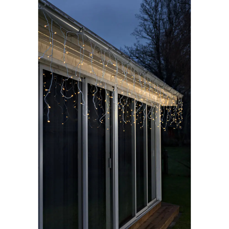 Icicle Light Set, 336 Amber Led, White Cable, IP20 trafo