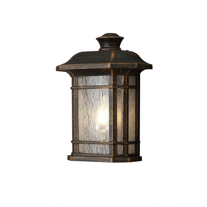 Idolite Aconcagua Brushed Bronze Flush Exterior Wall Light Complete With Clear Seeded Glass - IP54