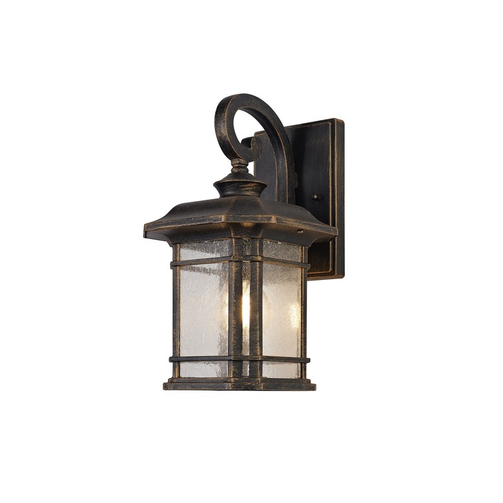 Idolite Aconcagua Brushed Bronze Small Exterior Wall Light Complete With Clear Seeded Glass - IP54