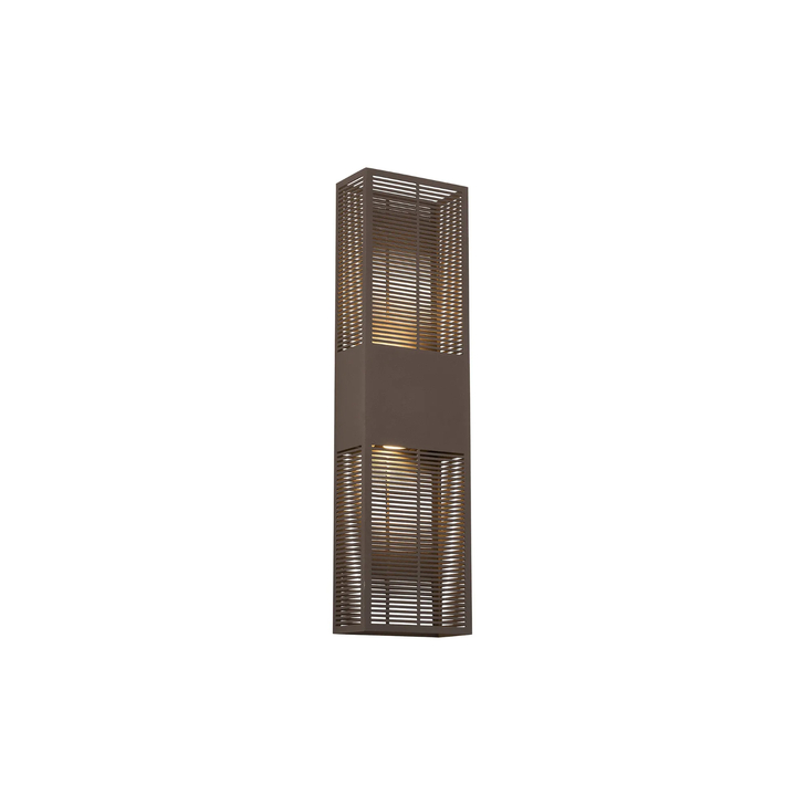 Idolite Aiken Up/Down Wall Lamp, 2 x 10W LED, 3000K, 1500lm, IP54, Cacao With 600mm Lined Grate Pattern Shade (A)