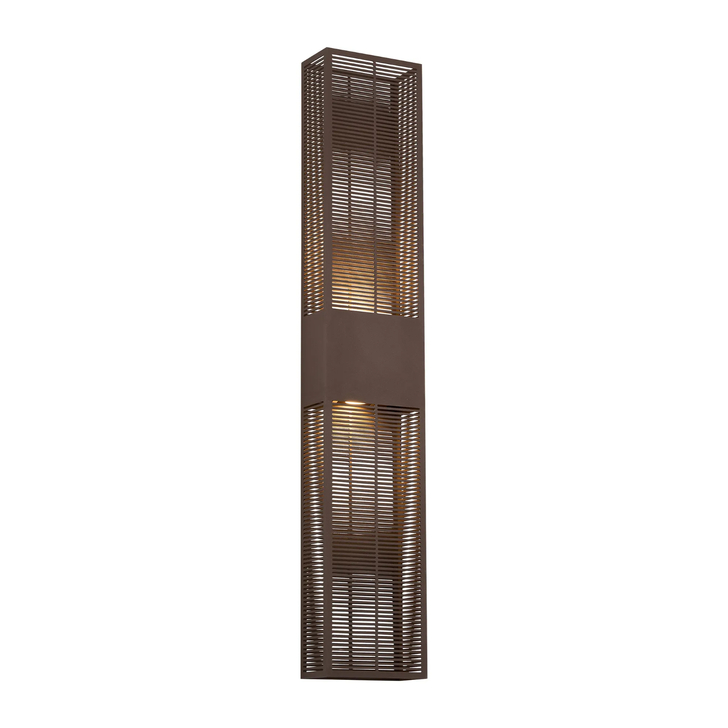 Idolite Aiken Up/Down Wall Lamp, 2 x 10W LED, 3000K, 1500lm, IP54, Cacao With 900mm Lined Grate Pattern Shade (A)