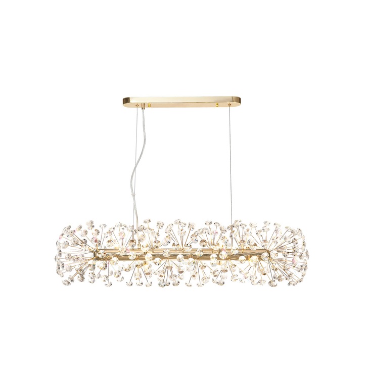 Idolite Alborz French Gold 10 Light Crystal Linear Bar Pendant