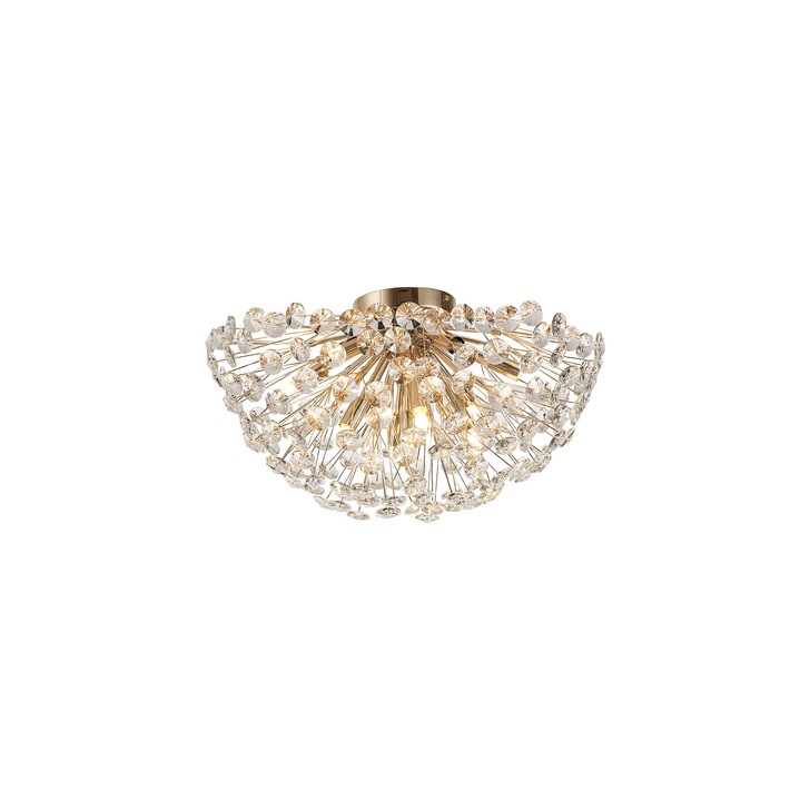 Idolite Alborz French Gold 11 Light Large Flush Crystal Ceiling Light