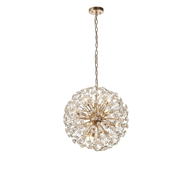 Idolite Alborz French Gold 12 Light Crystal Sphere Pendant