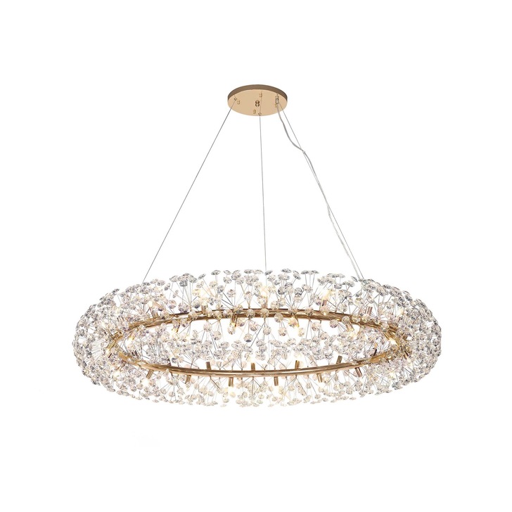 Idolite Alborz French Gold 36 Light Round Crystal Pendant Light