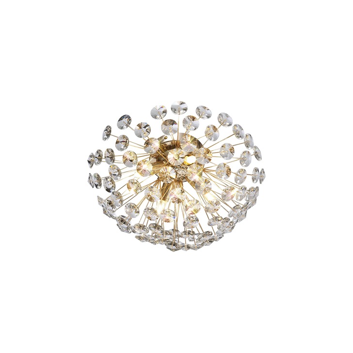 Idolite Alborz French Gold 4 Light Flush Crystal Ceiling Light