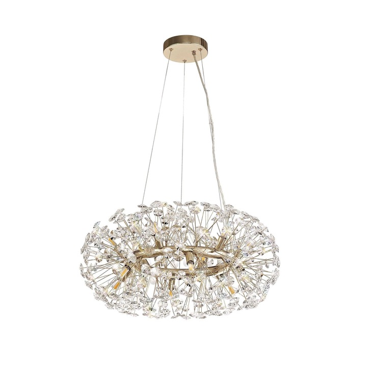 Idolite Alborz French Gold Finish 12 Light Crystal Pendant