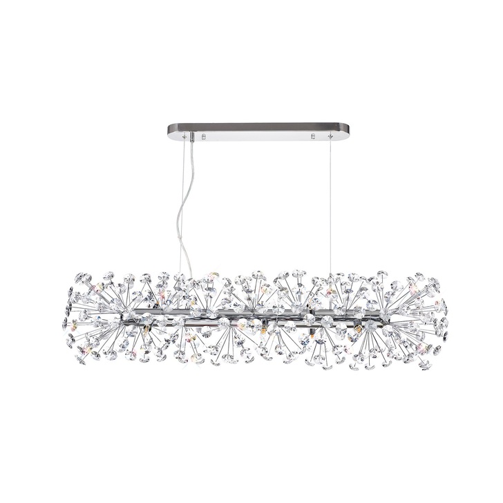 Idolite Alborz Polished Chrome 10 Light Crystal Linear Bar Pendant