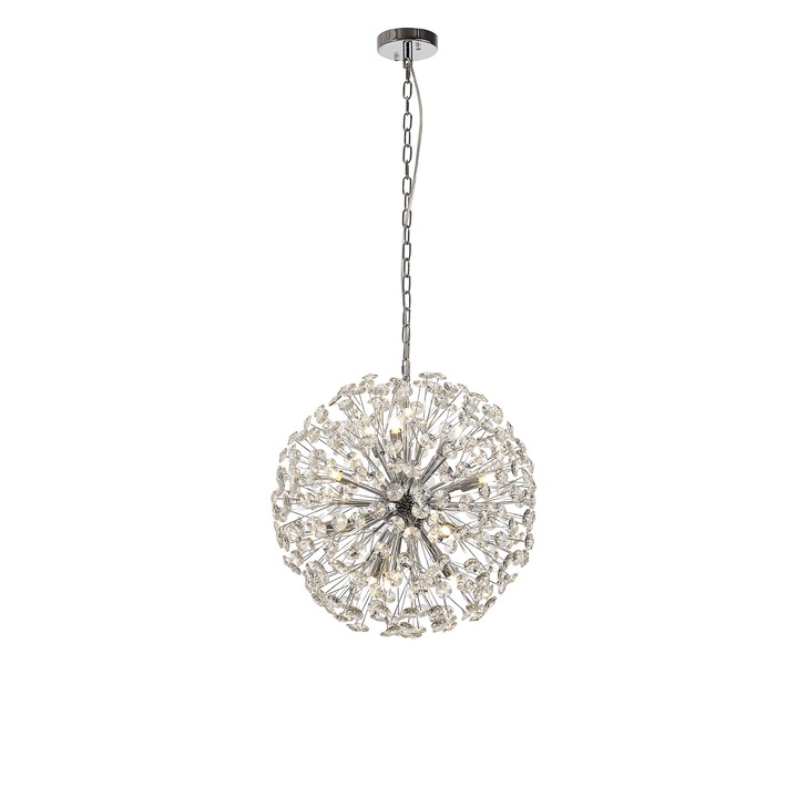 Idolite Alborz Polished Chrome 12 Light Crystal Sphere Pendant