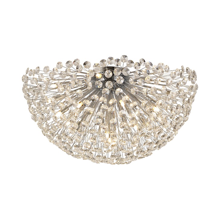 Idolite Alborz Polished Chrome 21 Light Extra Large Flush Crystal Ceiling Light