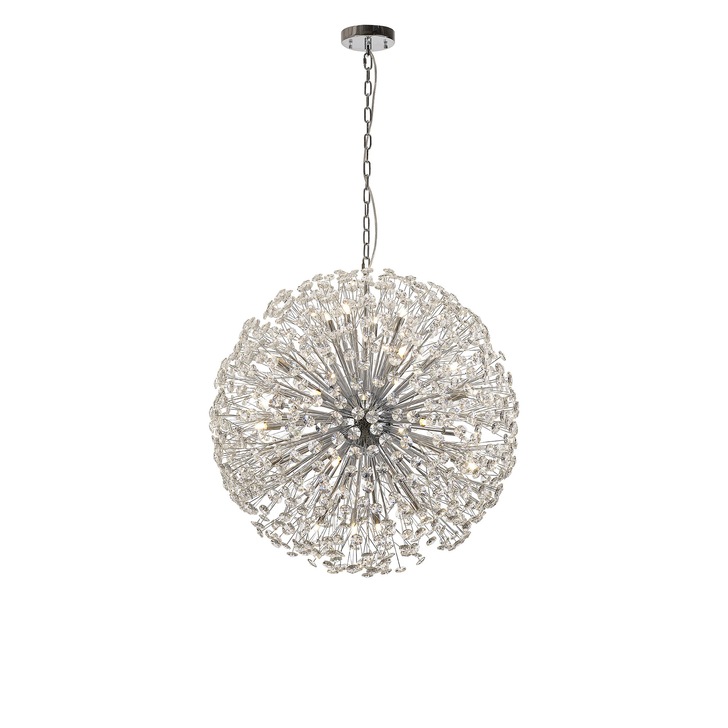 Idolite Alborz Polished Chrome 24 Light Crystal Sphere Pendant