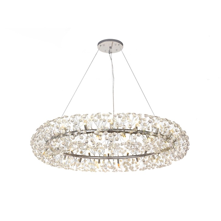 Idolite Alborz Polished Chrome 36 Light Round Crystal Pendant Light