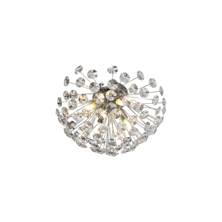 Idolite Alborz Polished Chrome 4 Light Flush Crystal Ceiling Light