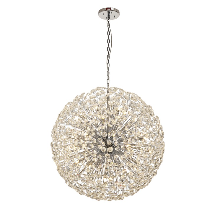 Idolite Alborz Polished Chrome 48 Light Crystal Sphere Pendant