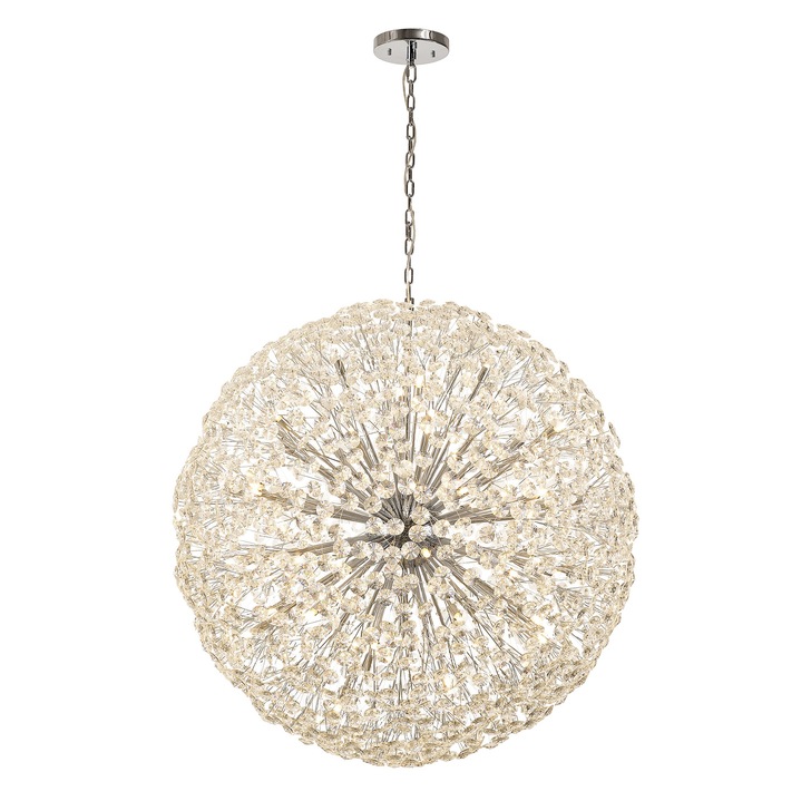 Idolite Alborz Polished Chrome 64 Light Crystal Sphere Pendant