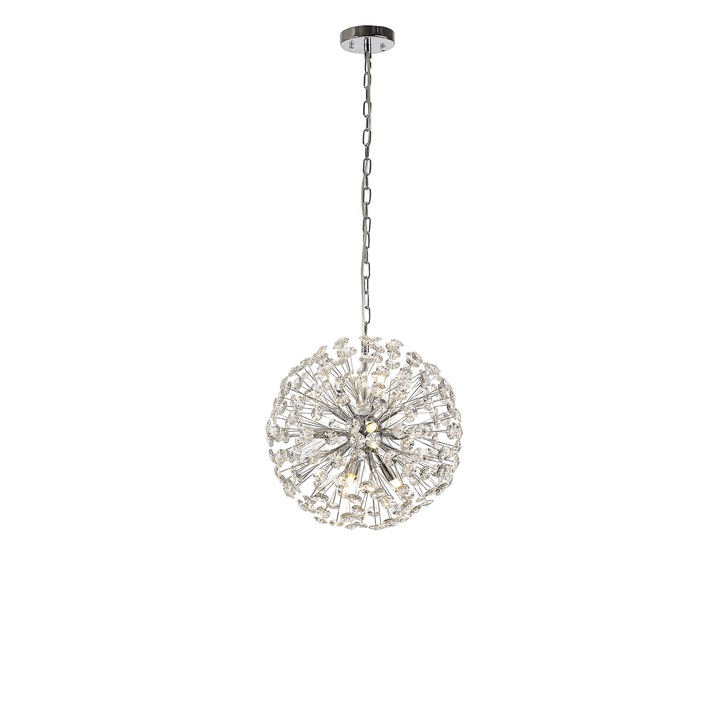 Idolite Alborz Polished Chrome 9 Light Crystal Sphere Pendant