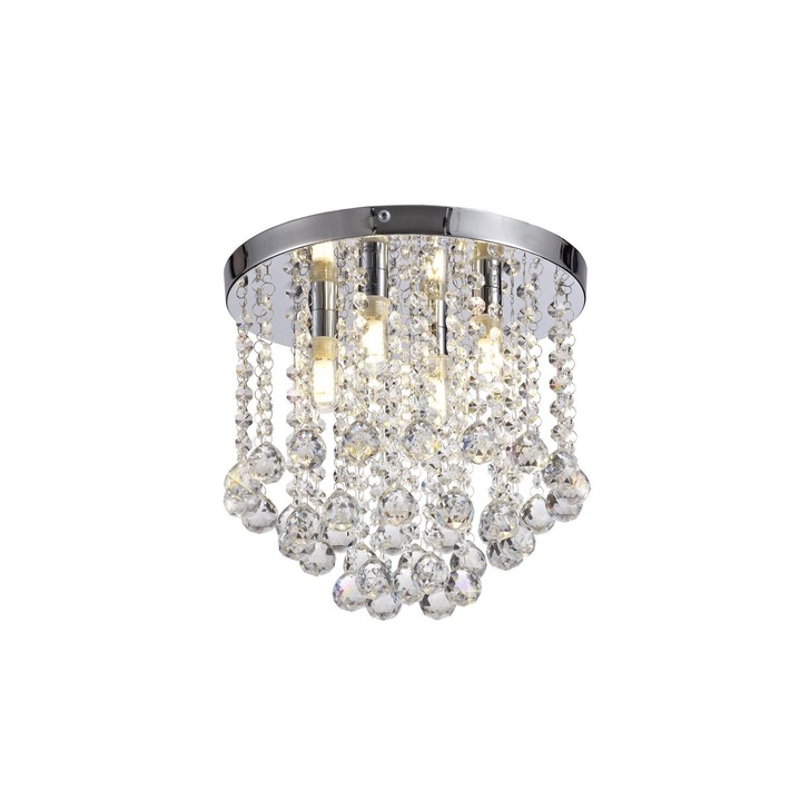 Idolite Aldgate Polished Chrome/Crystal Flush Bathroom Ceiling Light