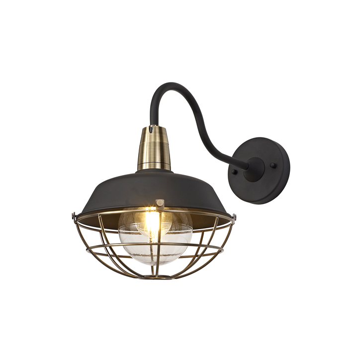 Idolite Ararat Matt Black/Brushed Bronze Large Industrial Wall Light