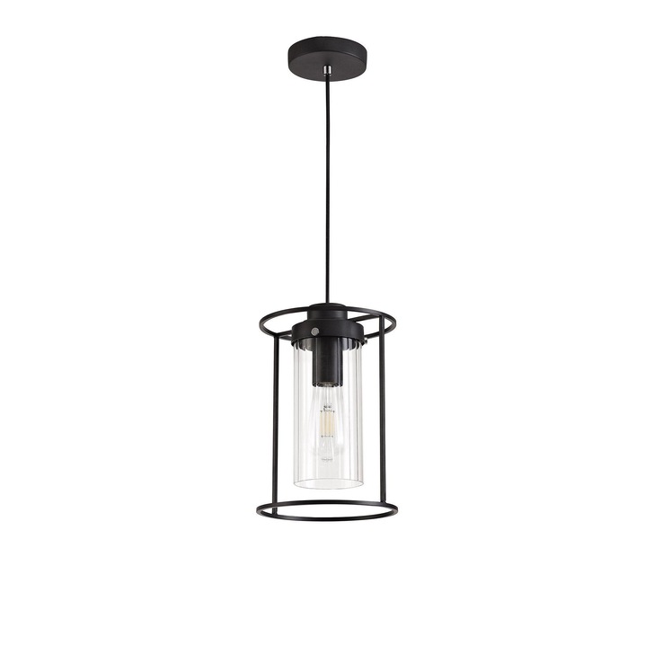 Idolite Aravalli Black Finish Single Pendant Complete With Clear Glass