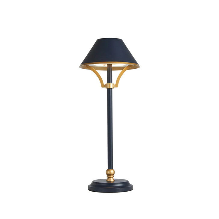 Idolite Arblaster Rechargeable Battery Operated Table Lamp 1.8W LED 3-Step Dimming: Navy Blue/Gold