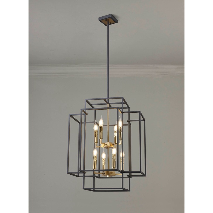 Idolite Arya Black & Gold 8 Light 2 Tier Pendant