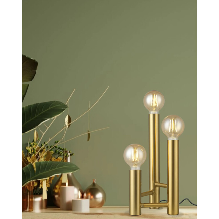 Idolite Ashbourne Antique Gold 3 Light Table Lamp - Base Only