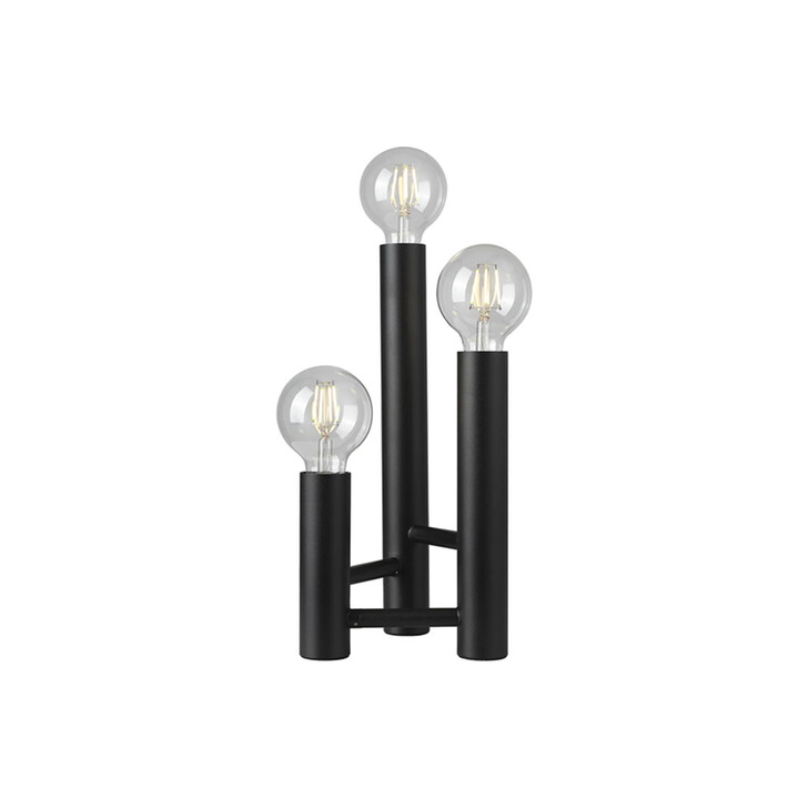 Idolite Ashbourne Satin Black 3 Light Table Lamp - Base Only