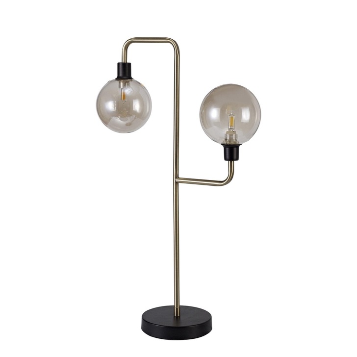 Idolite Atlas Matt Black/Antique Brass Finish 2 Light Table Lamp