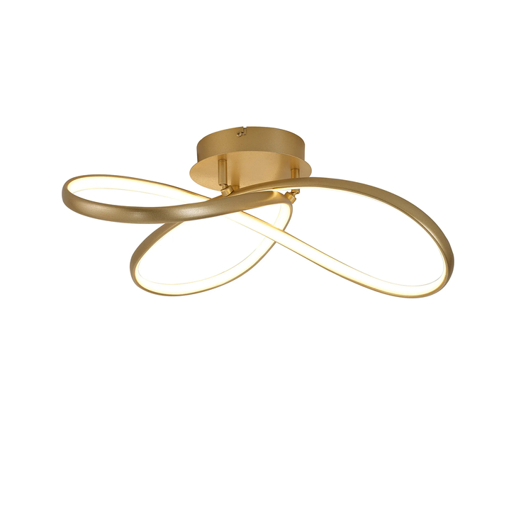 Idolite Baker Dimmable Led Flush Looped Ceiling Light In Champagne Gold Finish - 3000K