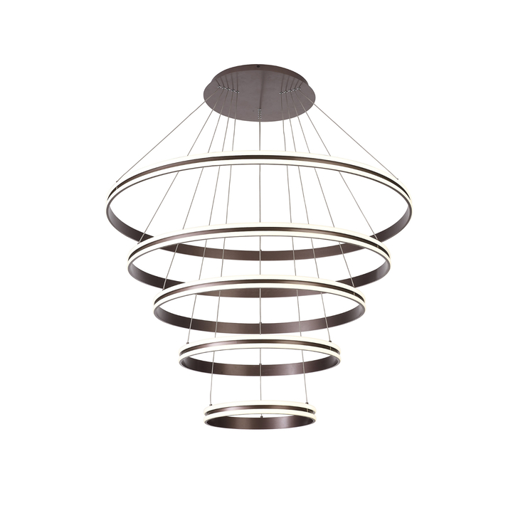 Idolite Balbi Coffee Finish Extra Large 5 Ring Dimmable Led Pendant Light - 4000K