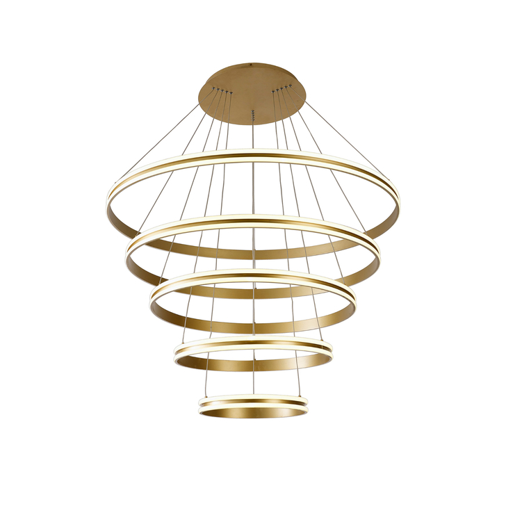 Idolite Balbi Gold Extra Large 5 Ring Dimmable Led Pendant Light - 4000K