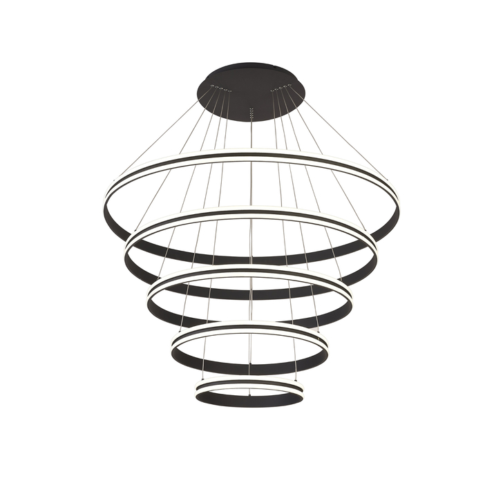 Idolite Balbi Graphite Extra Large 5 Ring Dimmable Led Pendant Light - 4000K