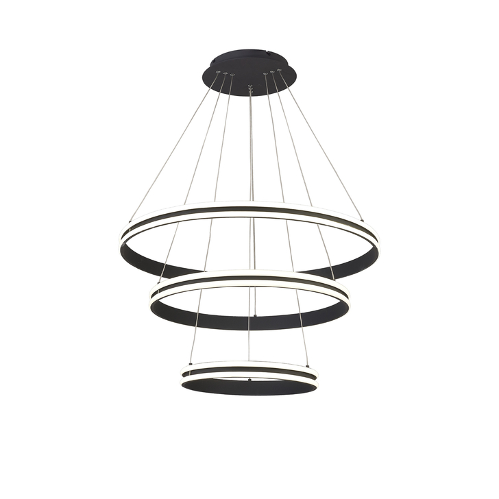 Idolite Balbi Graphite Large 3 Ring Dimmable Led Pendant Light - 4000K