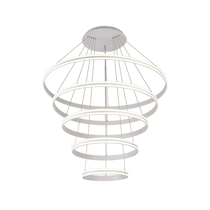 Idolite Balbi Matt White Extra Large 5 Ring Dimmable Led Pendant Light - 4000K