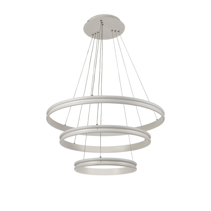 Idolite Balbi Matt White Large 3 Ring Dimmable Led Pendant Light - 4000K