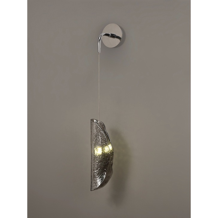 Idolite Bangeta Polished Chrome Single Wall Light Complete With Smoked Glass