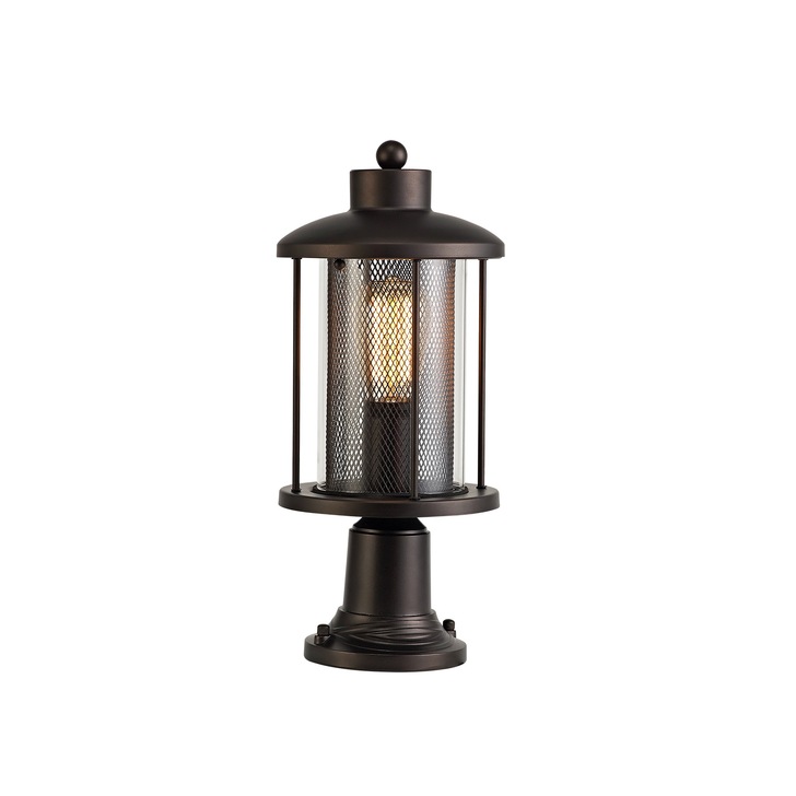 Idolite Bank Antique Bronze Exterior Pedestal Lamp