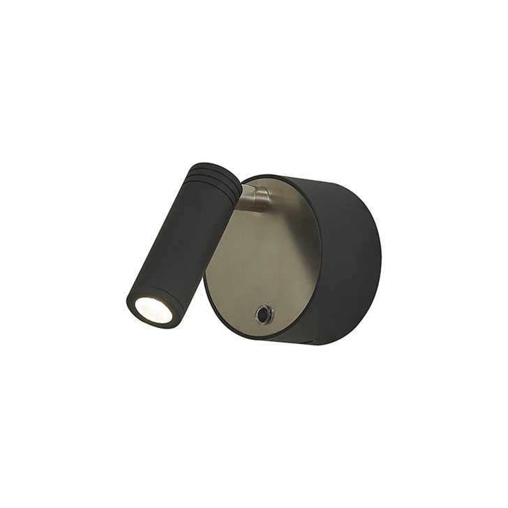 Idolite Barnes Rechargeable Battery Operated Wall Light, 2W LED, 3000/4500/6000K CCT, 69lm, Remote Control Dimmable, Black/Satin Nickel